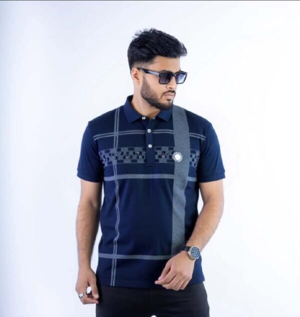 Men's sewing Less Printed Polo Shirt in Oman – Soft Silky Chinese Fabric, Stylish and Breathable