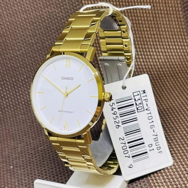 CASIO MTP-VT01G-2B 🔥 Original Gold Men’s Watch – White Dial | Stylish & Affordable - Image 2
